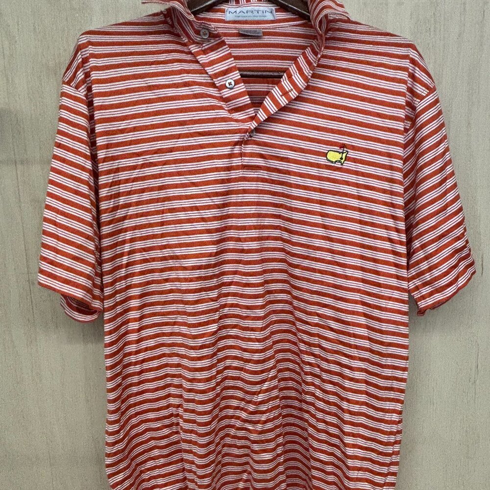 Masters golf polo Prima Cotton Augusta Links shirt sz Med Orange/White Putting
